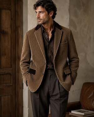 Dolce&Gabbana Men's VTG SZ 48" Chest Cotton Corduroy 2 Button Blazer In Brown